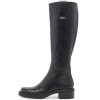Women Knee High Boots Faux Leather Long Boots Low Chunky Heel Square Toe Side Zipper Fall Tall Boots