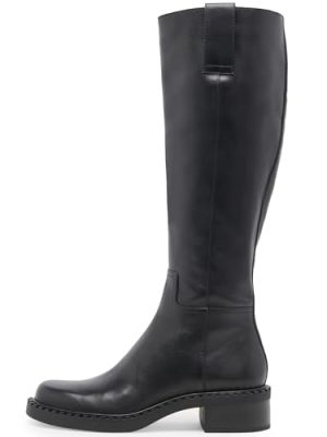 Women Knee High Boots Faux Leather Long Boots Low Chunky Heel Square Toe Side Zipper Fall Tall Boots