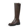 Wide Calf Knee High Boots for Women Round Toe Chunky Platform Tall Boots Comfortable Low Heel Faux Leather Boots with Side
