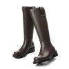 Wide Calf Knee High Boots for Women Round Toe Chunky Platform Tall Boots Comfortable Low Heel Faux Leather Boots with Side