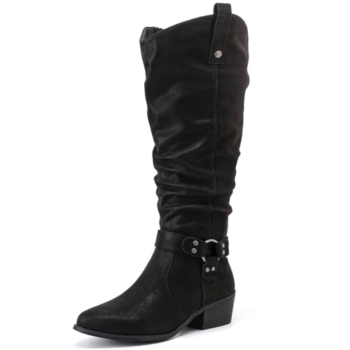Women's Extra Wide Calf Knee High Boots, Wide Width Slouchy Knee-High Boots.