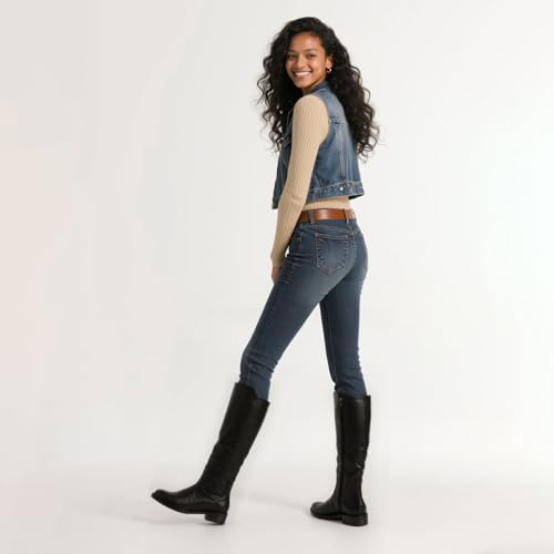 Knee High Boots Women Faux Leather Elastic Boots Low Heel Round Toe Side Zipper Fall Long Tall Boots for Women