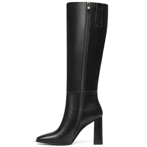 Women's Knee-High Boots Square Toe Chunky Heel Tall Boots for Women Side Zipper Fall Boots 2025 Stylish Long Boots Date Party