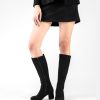Knee High Boots for Women Block Chunky Heel Boots with Side Zipper