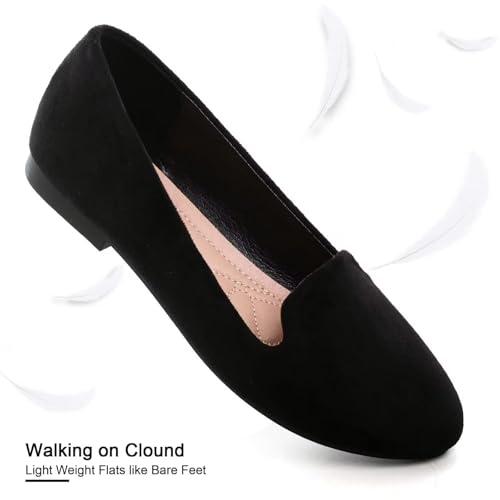 Women Round Toe Flats Comfortable Fashion Ballet Flat Shoes for Women Dressy Slip-ons Loafers