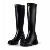 318E69qYP1L.jpg Fashion Knee High Boots Women Chunky Heel Square Toe Tall Boots for Women High Heel Black Side Zipper Long Boots