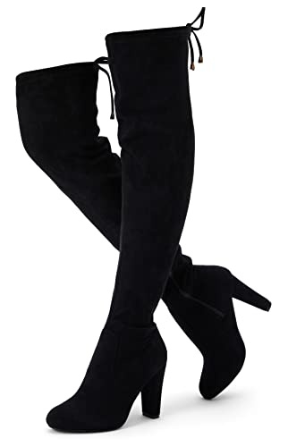 Women??s Thigh High Over The Knee Boots Suede Fashion Long 3.5 Inch Heel Boots with Zipper