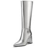 318rGMrLqYL.jpg Knee High Boots for Women Chunky Block Heel Tall Boots Pointed Toe Side Zipper Fashion Dress Long Boots