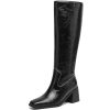 Women's Knee High Boots with Block Heels ?C Tall Fashion Boots with Side Zipper, Square Toe Long Boots for Fall Winter