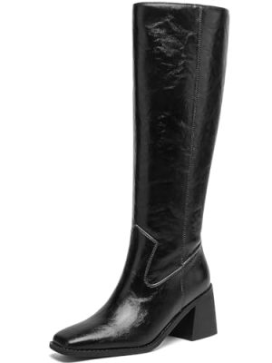 Women's Knee High Boots with Block Heels ?C Tall Fashion Boots with Side Zipper, Square Toe Long Boots for Fall Winter