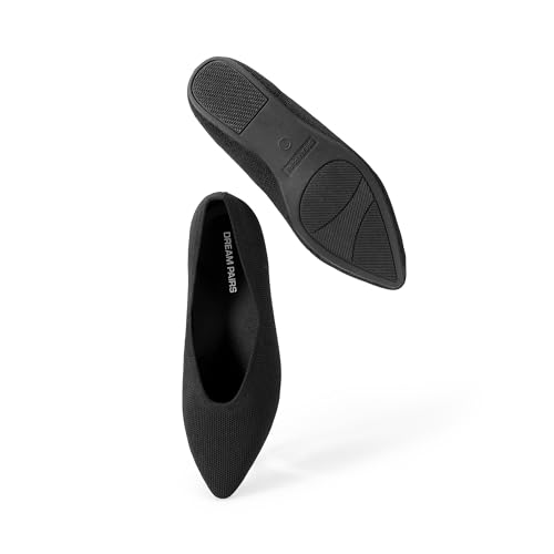 Pointed Toe Flats for Women, Comfortable Dressy Knit Ballet Flats with Arch Support, Women's Dress Shoes for Work Office