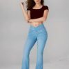 Flare Jean Leggings for Women,Bell Bottom Jeans for Women Knit Crossover High Waisted Bootcut Jean