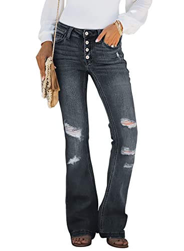 Women's High Waisted Bell Bottom Bootcut Jeans Flared Wide Leg Denim Pants