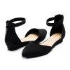 31EJFAybceL.jpg Women Flat Shoes with Ankle Strap, Low Wedge Heel Flats for Women, Comfortable Pointed Toe Dress Shoes for Work Business Wedding