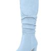 Women's Slouch Pointed Toe Chunky Heel Knee High Boots