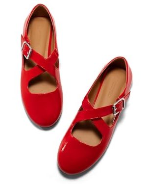 Women's Ballet Flats Comfortable Closed Round Toe Criss Cross Ankle Strap Dress Dance Flat Shoes