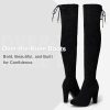 Women??s Thigh High Over The Knee Boots Suede Fashion Long 3.5 Inch Heel Boots with Zipper