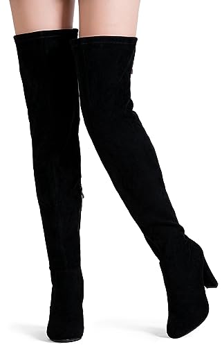 Women's Aria Thigh High Over The Knee Boots, Cute Suede Long Boots with High Heel and Inner Zipper