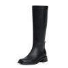 31P-ji9rHuL.jpg Knee High Boots for Women Low Heel Square Toe Side Zipper Fall Long Tall Boots Women Faux Leather Elastic Boots