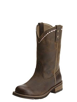 Womens Unbridled Embroidered Round Toe Casual Boots Mid Calf Low Heel 1-2" - Brown