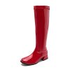 Gogo Boots for Women Square Toe Chunky Knee High Boots Side Zipper Boot Disco Costumes Dress Party Boots