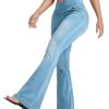 Flare Jean Leggings for Women,Bell Bottom Jeans for Women Knit Crossover High Waisted Bootcut Jean