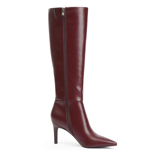 Knee High Boots Women Pointed Toe Tall Boots 3 In Stiletto High Heel Long Boots Side Zipper Dress Knee High Boots