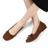Women's Ballet Flats Cap Toe Bow Flats Two Tone Slip On Flats Comfort Square Toe Dressy Flat Shoes for Casual Work