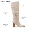 Suede Knee-High Boots Fall Boot For Women Chunky Block High Heel Slouch Fashion Boot Round Toe Side Zipper