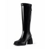 31b8RWJlTxL.jpg Fashion Knee High Boots Women Chunky Heel Square Toe Tall Boots for Women High Heel Black Side Zipper Long Boots