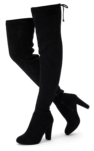 Women's Aria Thigh High Over The Knee Boots, Cute Suede Long Boots with High Heel and Inner Zipper
