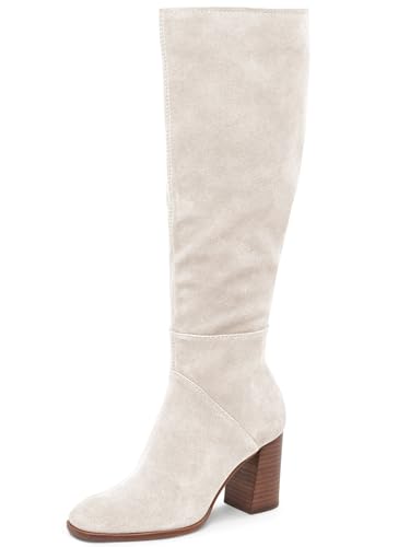 31ccmwPDGL.jpg Womens Knee High Boots Square Toe Chunky Block Heel Side Zipper Faux Suede Long Boots Fall Winter Shoes