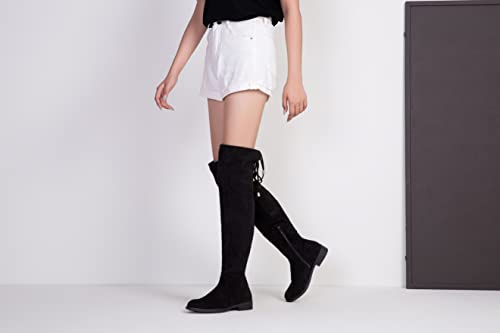 Women's 998 Suede Over The Knee High Boots Low Flat Heel Thigh High Boots for Women