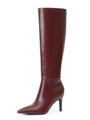 Knee High Boots Women Pointed Toe Tall Boots 3 In Stiletto High Heel Long Boots Side Zipper Dress Knee High Boots
