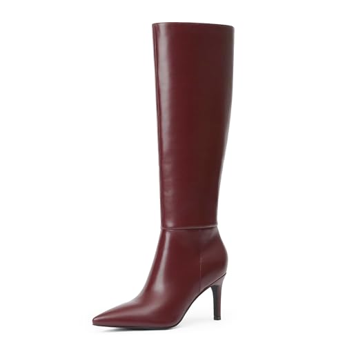 Knee High Boots Women Pointed Toe Tall Boots 3 In Stiletto High Heel Long Boots Side Zipper Dress Knee High Boots