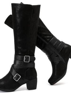 Women's Knee High Boots with Chunky Heel, Pointed Toe, Comfortable and Fashionable for Fall and Winter Wear for Women.