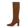 Knee High Boots for Women 3-Inch Chunky Heel Pointed Toe Side Zipper Fall Boots Dressy Comfortable Fashion