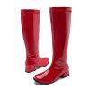 Gogo Boots for Women Square Toe Chunky Knee High Boots Side Zipper Boot Disco Costumes Dress Party Boots