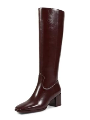 Knee High Boots for Women GoGo Boots with Chunky Heel, Square Toe and Side Zipper Design Fashion Dress Boots