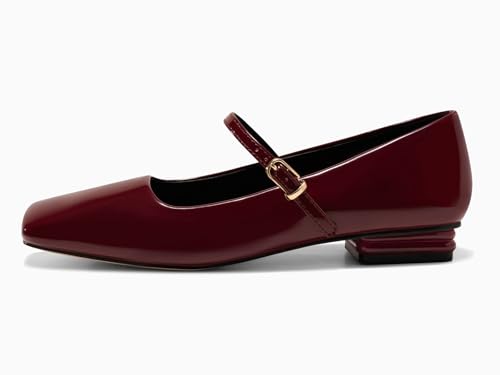 Women's Mary Jane Flats Closed Square Toe Ballet Flat Dressy Comfortable Slip on Shoes