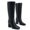Wide Calf Knee High Boots for Women ?C Tall Fashion Boots with Side Zipper, Square Toe, Chunky Heel, Faux Leather Long Boots