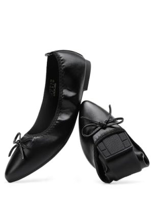 Women's Foldable Flats Shoes Pointed Toe Ballet Flats Bowknot Comfort Slip on Dress Shoes