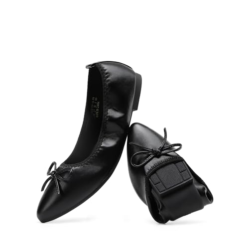 31o9JiNsdPL.jpg Women's Foldable Flats Shoes Pointed Toe Ballet Flats Bowknot Comfort Slip on Dress Shoes