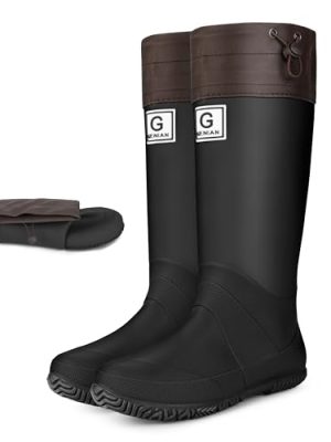 Wasserflux Women??s Mid-Calf Rain Boots ?C Waterproof Foldable Rubber Boots with Adjustable Cuff, Anti-Slip Sole, Lightweight for