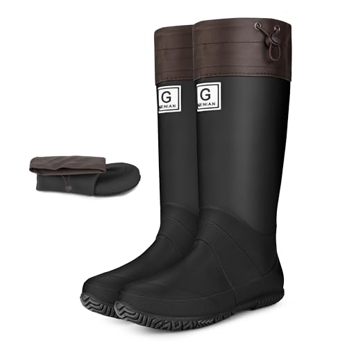 Wasserflux Women??s Mid-Calf Rain Boots ?C Waterproof Foldable Rubber Boots with Adjustable Cuff, Anti-Slip Sole, Lightweight for