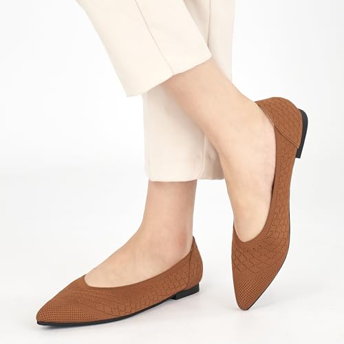 Womens Ballet Flats Dress: Comfortable Pointed Toe Knit Flat for Women - Casual Slip On Walking Shoes