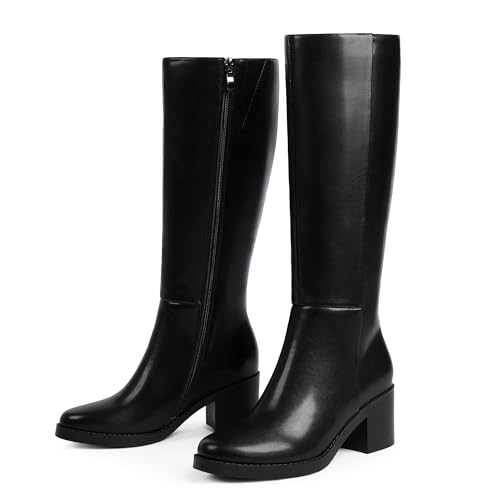 31rovULSQAL.jpg Knee High Boots for Women 2.56" Chunky Heel Round Toe Side Zipper Fall Winter Dress Tall Boots for Women