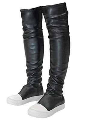 Thigh High Boots for Women Flat Over The Knee Round Toe Booties