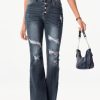 Women's High Waisted Bell Bottom Bootcut Jeans Flared Wide Leg Denim Pants