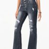Women's High Waisted Bell Bottom Bootcut Jeans Flared Wide Leg Denim Pants
